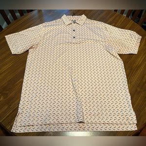 Footjoy Mens Golf Polo - Medium (Classic Fit) - Gray Dolphins/Pink